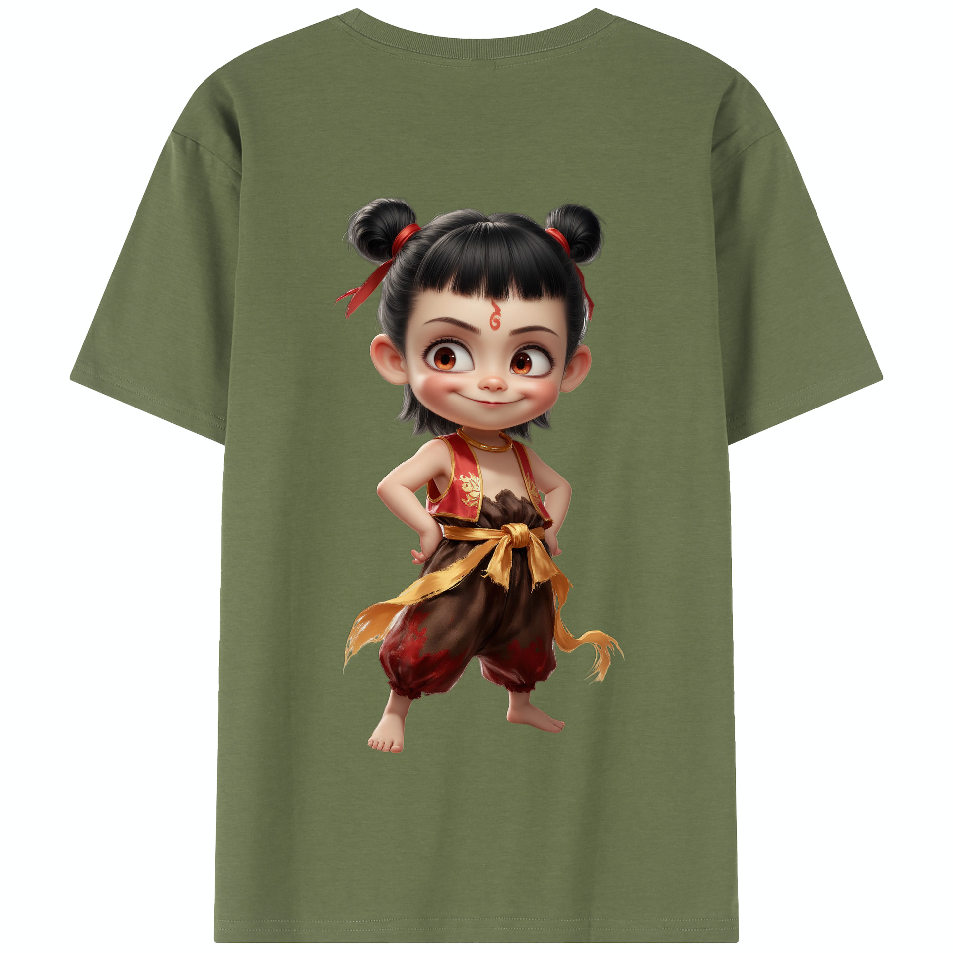 （画像用） Ne Zha 2 ナタ 魔童の大暴れ 綿100％半袖Tシャツ（背面プリント）